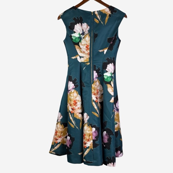 Anthropologie Baikal Dress By Moulinette Souers Size 2 Floral Teal Fit & Flare - Picture 5 of 16